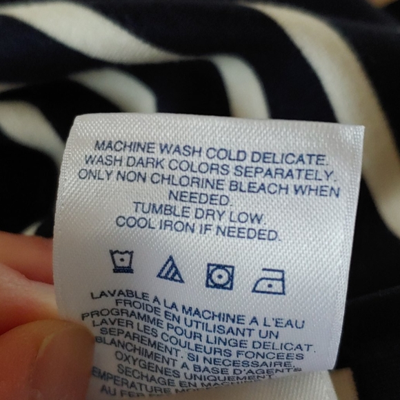 Land's End Navy Blue & White Stripped Shift Dress. - Picture 11 of 12